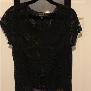 Express Black short sleeve sheer top